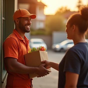 Receiving food at the door